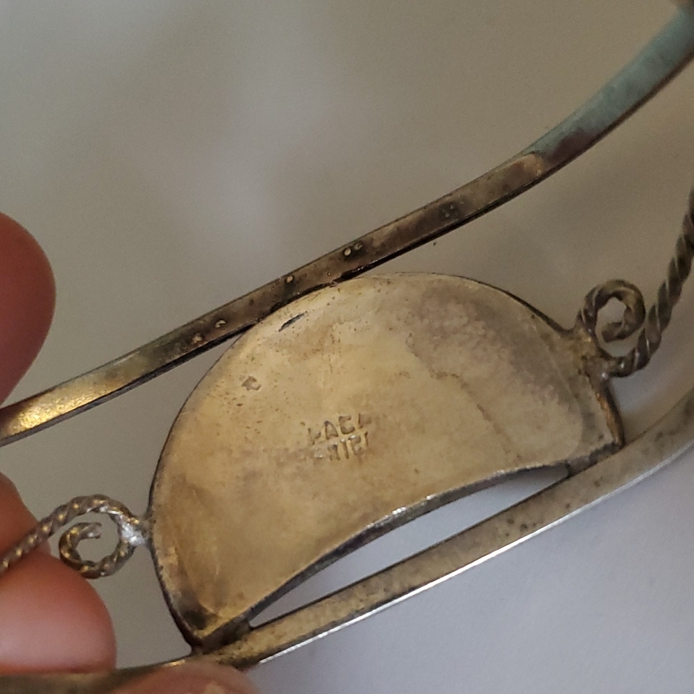 Vintage Handmade Silver bracelet abalone and pearl inlay - Picture 3 of 4